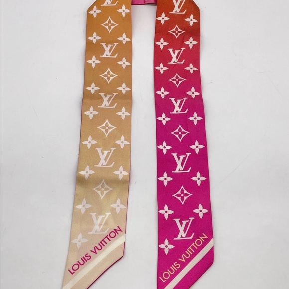 Auth Louis Vuitton Monogram Nano Bandeau LV Aurora Silk Scarf W BOX - Picture 7 of 14